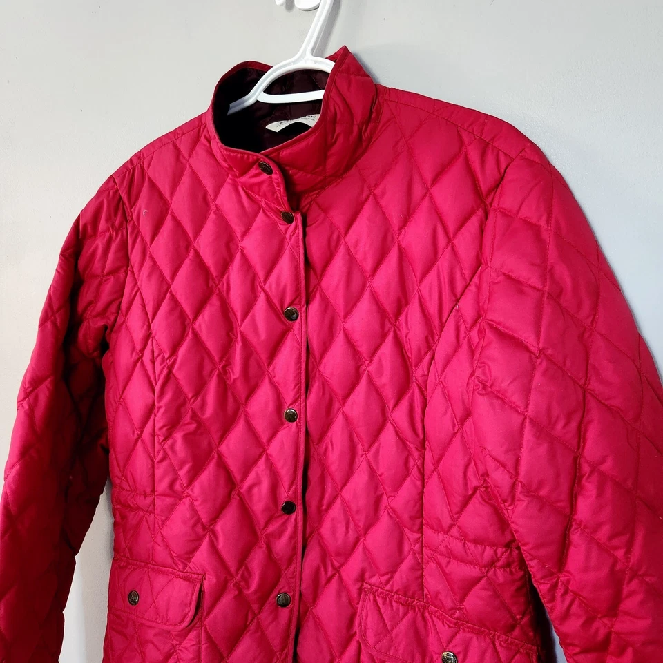 Women's Eddie Bauer Quilted Goose Down Quilted Jacket Red Large 550 Fill Snap - Image 2 of 4