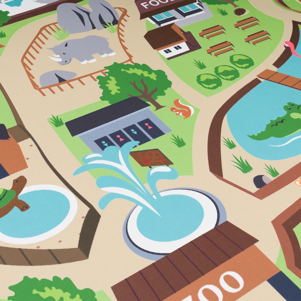 Kinder-Teppich, Spiel-Teppich Für Kinderzimmer, Zoo Mit Tiger, Bär, Löwe, Bunt - Bild 4 von 4