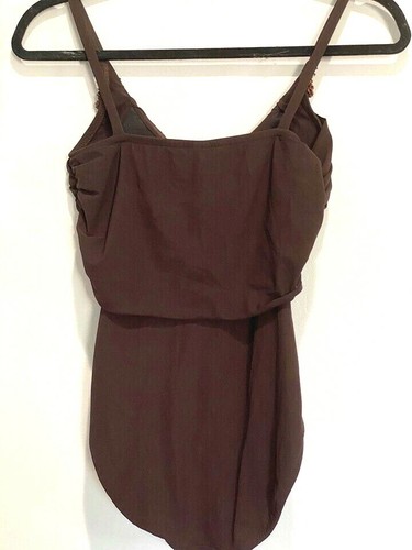 BADGLEY MISCHKA BROWN BEADED SEQUIN JEWELED DRAPED 1 PIECE SWIMSUIT SZ 6 - Picture 6 of 11