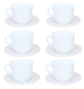 Set Of 6 White Cup Saucer Ceramic Tea Set Coffee Set Coffee Cups Tea 250ml Ebay