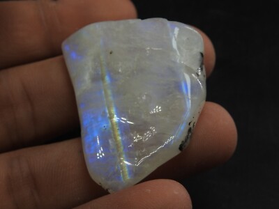 White Rainbow Moonstone Rough Slice Smooth Polished Stone For Making  jewelry