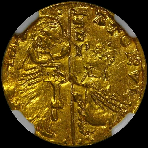 (1350-1439) ITALY GOLD DUCAT PAPAL STATES FR-2 ROMAN SENATE NGC UNC DETAIL