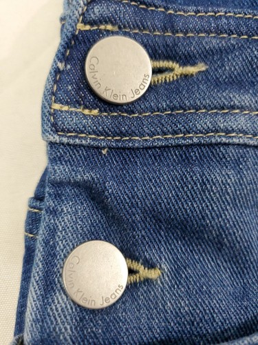 Calvin Klein Jean Short Bib Overalls Shortalls Denim Womens Small Shorts Vintage - Picture 6 of 12
