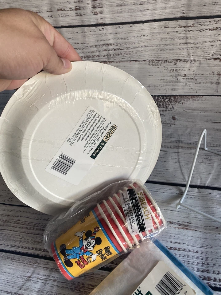 Винтажный Disney Микки день рождения вечеринки расходные материалы салфетки тарелки чашки 8 комплект лот упаковка - Изображение 3 из 3