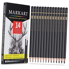  Professional Drawing Sketching Pencil Set - 14 Pieces,Graphite,(12B - 4H), 