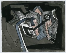 ABSTRACT DESIGNS Modernist Expressionist MIXED-MEDIA WATERCOLOR Painting Drawing