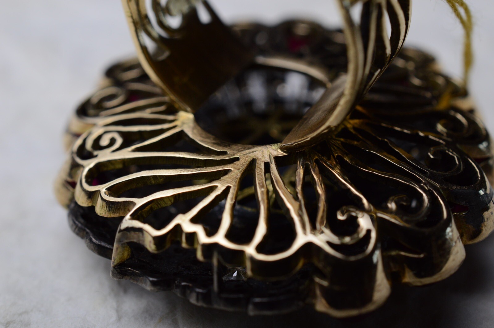 Opal Ruby Diamond Huge Shield Ring 14K Solid Gold… - image 12