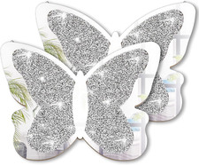 2 Pieces Butterfly Shaped Mirror Crystal Crushed Diamond Silver Mirror Silver Wa