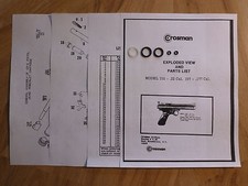 Crosman 150 157 One 1 O-Ring Seal Kit Exploded View Parts List Guide