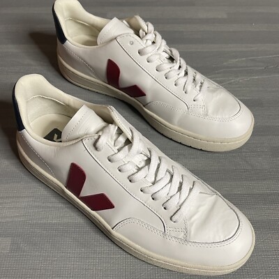 Veja Mens Sneakers White Marsala Black Leather Low Top