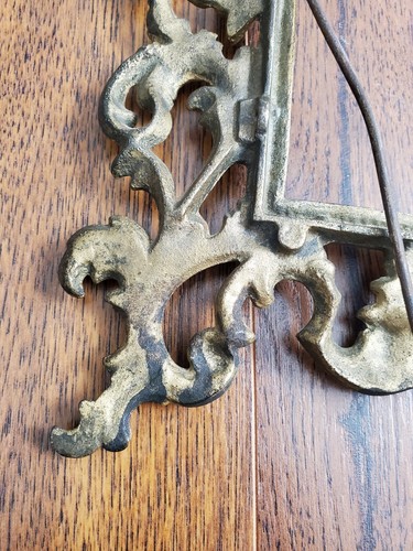 Vintage Antique Art Nouveau Gold Tone Ornate Standing Brass Frame Fits 4"x6" - Picture 8 of 9