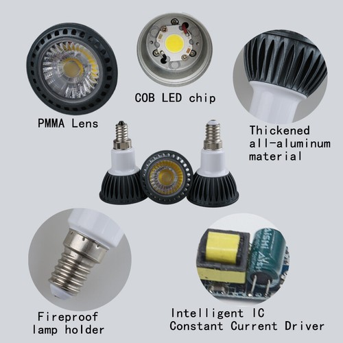 10W Dimmable GU10 MR16 E27 E14 LED SpotLight COB Bulb Lamp AC 220V DC 12V 24V BC - Picture 10 of 18