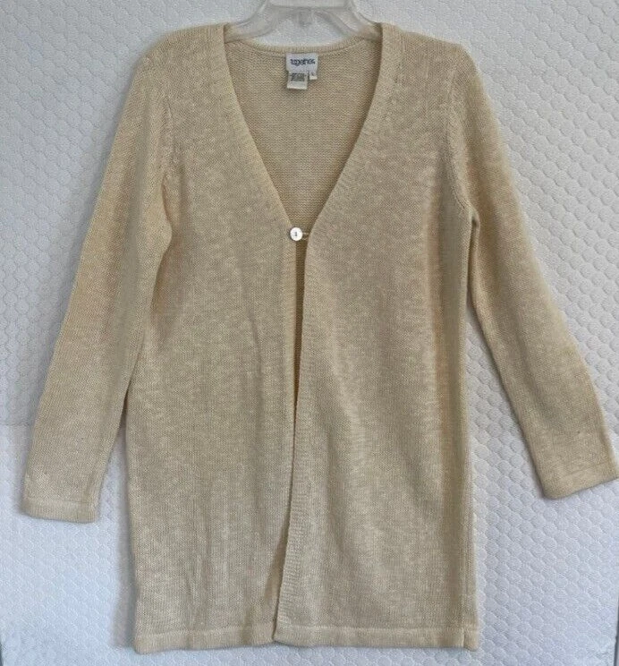 Together Oatmeal Long Shaker Knit Cardigan Shrug - One Button- Size L- EX. Cond - Image 2 of 4