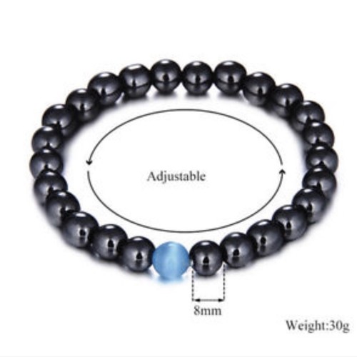 Natural Hematite Stone Blue Bead Stretch Bracelet Anti-Stress Anxiety Worry Gift - Picture 10 of 12