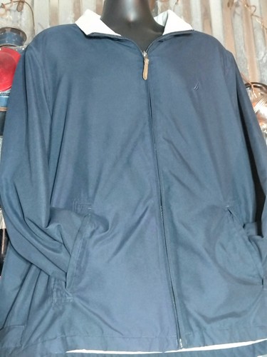 Nautica Jacket Men's XL Silky Soft Polyester Shell~ Fleece Lined~ Dark Blue VTG - Picture 5 of 14