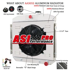 3 Row Aluminum Radiator Shroud fan fit 1955 1956 1957 Chevrolet Bel Air Nomad L6