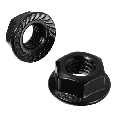 M8-1.25 Serrated Flange Hex Nuts Flanged Locknuts, 304 Stainless Steel 18-8, Bla