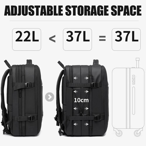 BANGE Zaino per Laptop 37L/45L Borsa da Viaggio Impermeabile per Uomo - 17,3" Laptop - Foto 3 di 15