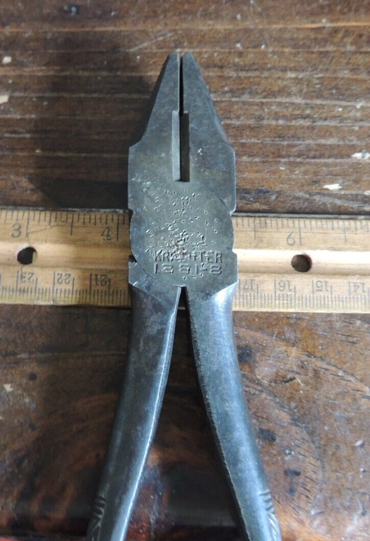 8" Vintage KRAEUTER 13818 Linesman ELECTRICIAN Pliers "Don't Slip