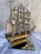 Wooden  Sail  Warship Model with Anchor Decoration, 13 in 