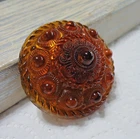 Large Vintage Amber Glass FLOWER Button NO SHANK