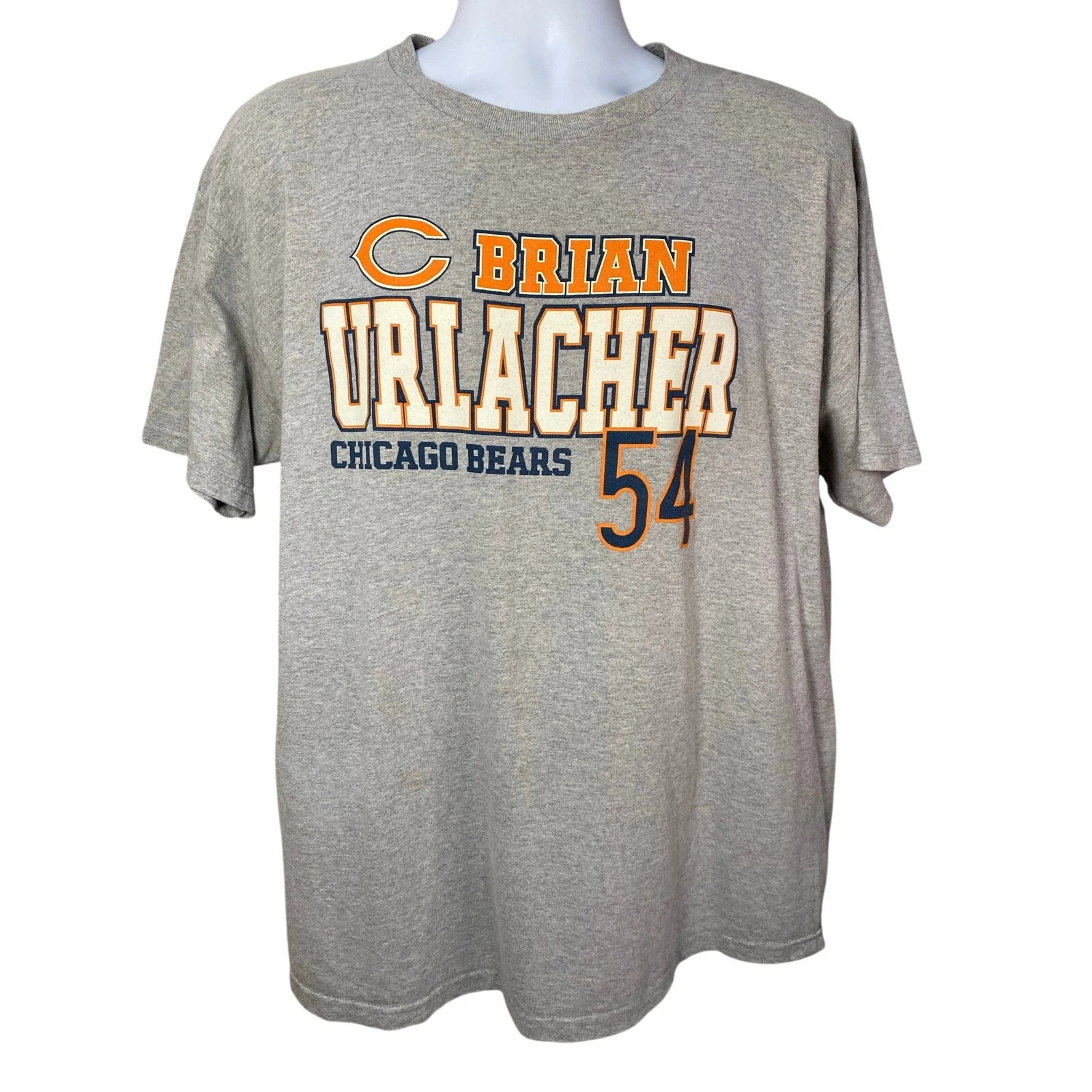 Chicago Bears Brian Urlacher #54 Jersey Style Tee | Men's XL | Gray
