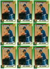 9 card lot, 1990 Topps #654, Paul Coleman, RC, #1 Draft Pick, St.Louis Cardinals