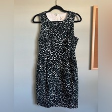 J. Crew Leopard Print Dress Business Casual Black Green Round Neck Women Size 6
