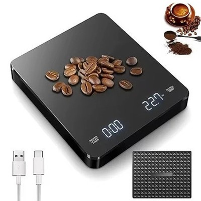Digitale Kaffeewaage mit Timer LED-Anzeige USB Aufladung Silikonpad
