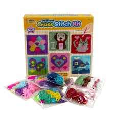 Kids Cross Stitch Kit 6 in 1 Traditional Sewing Kit 6 Childrens Designs Tape 