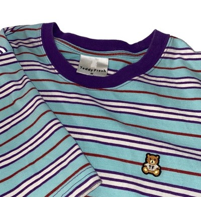 Teddy Fresh T Shirt Mens M Purple Striped Streetwear Bear Hip Hop Billie Malone