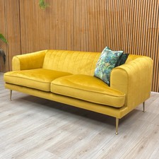 DFS ‘Enchanted’ 3 Seater Sofa Mustard Yellow Sensual Velvet Modern NEW RRP £779