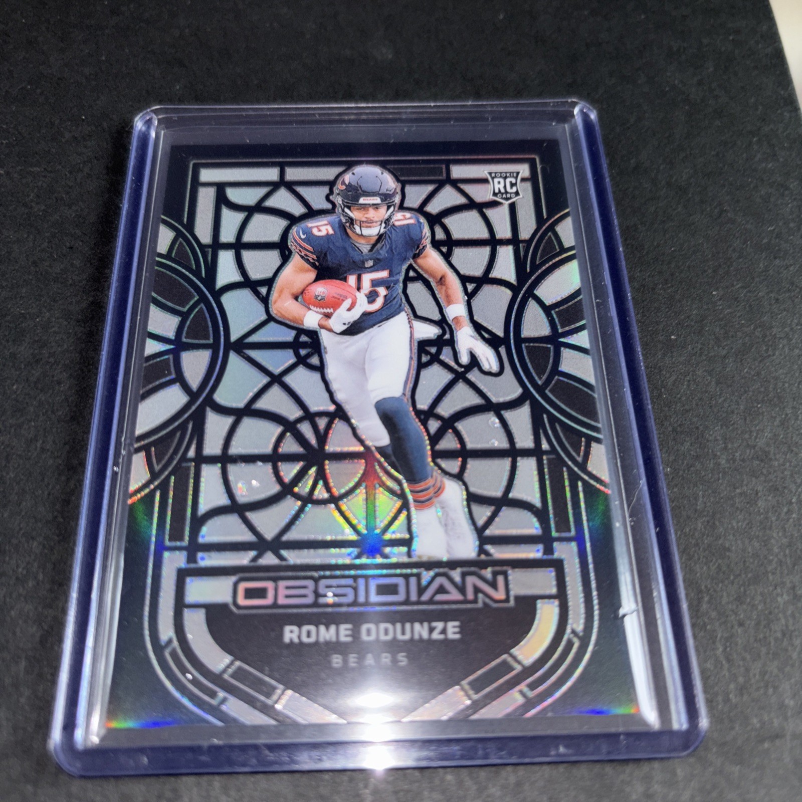 2024 Obsidian Rome Odunze Black Stained Glass SP Rookie RC #14 Bears