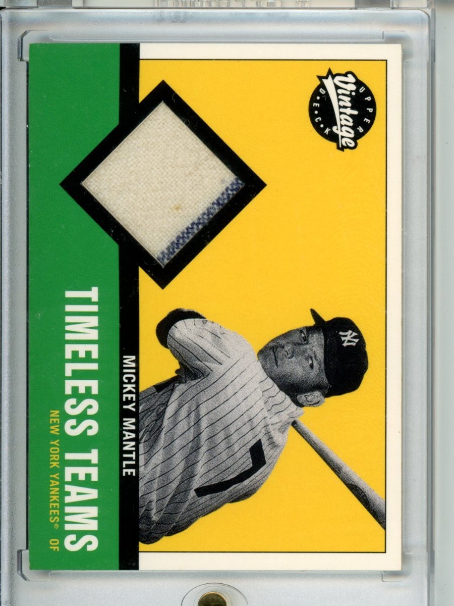 MICKEY MANTLE 2001 UD Vintage Timeless Teams Game used Jersey patch Card #NYY-MM
