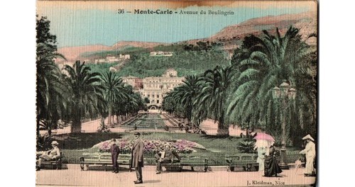 1910 Monte Carlo Avenue de Boulingrin Postkarte J.Kléber Belle Époque Palmen - Bild 1 von 2