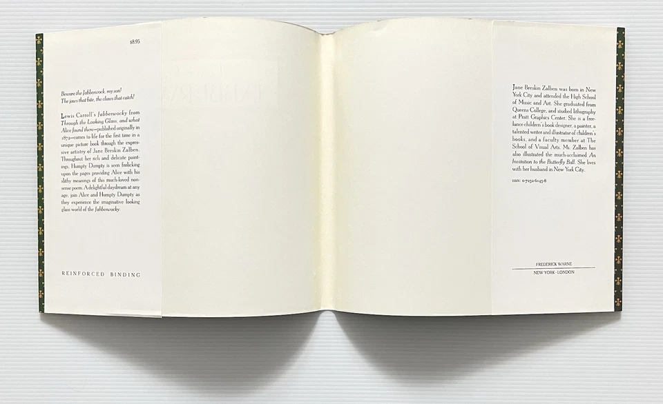 Lewis Carroll's Jabberwocky Illustrated by Zalben Poetry HC DJ 1977 Foto 4 de 4