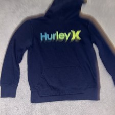 Hurley Boys Hoodie Sweatshirt Medium 10/12 Navy Blue Green Yellow