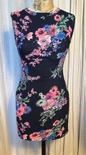 Junior Womens Bold Floral Sleeveless Fitted Dress Sz XS Pre-owned