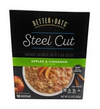Steel Cut Oats with Flax, Apples and Cinnamon, 10 Pouches (Pack of 2)