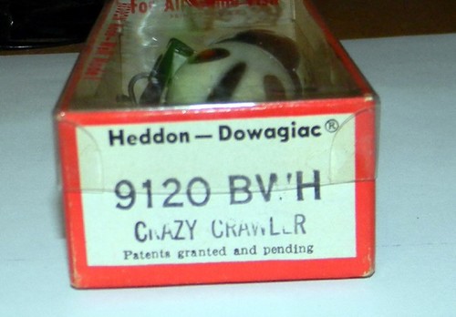 Señuelo de madera vintage Heddon Dowagiac Crazy Crawler en caja original - Nuevo - Imagen 6 de 6