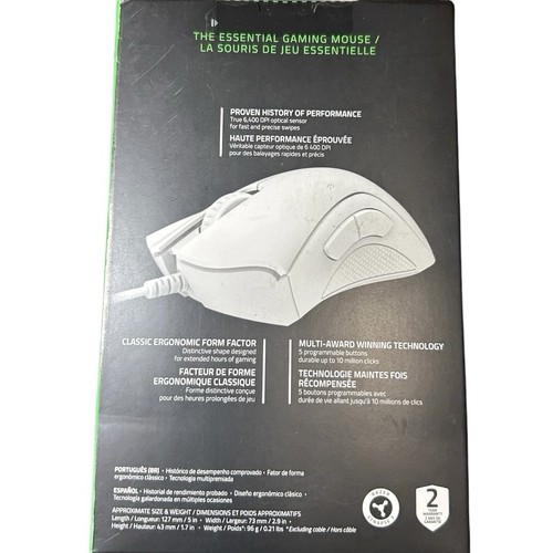 Razer DEATHADDER ESSENTIAL Wired Optical Gaming Mouse White - NEW / SEALED - Picture 2 of 3