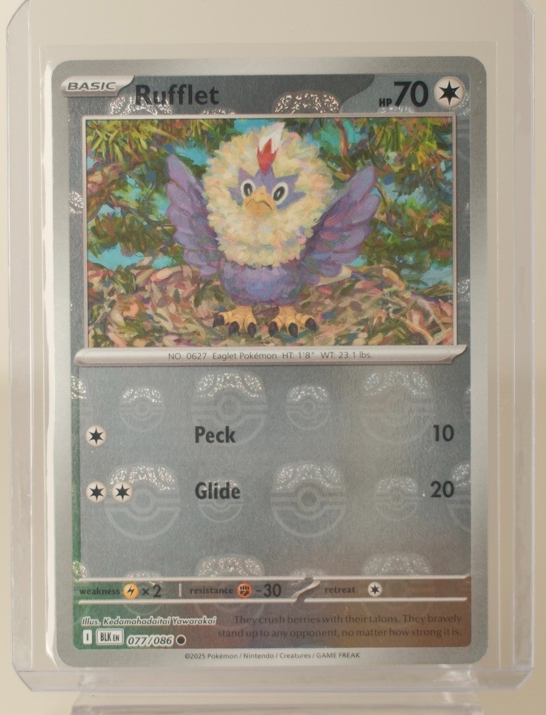 Rufflet - 077/086 - Masterball Reverse - Black Bolt BLK - Pokemon Card - NM
