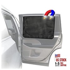 Car Side Window Sun Shade - Universal Reversible Magnetic Curtain Black Mesh