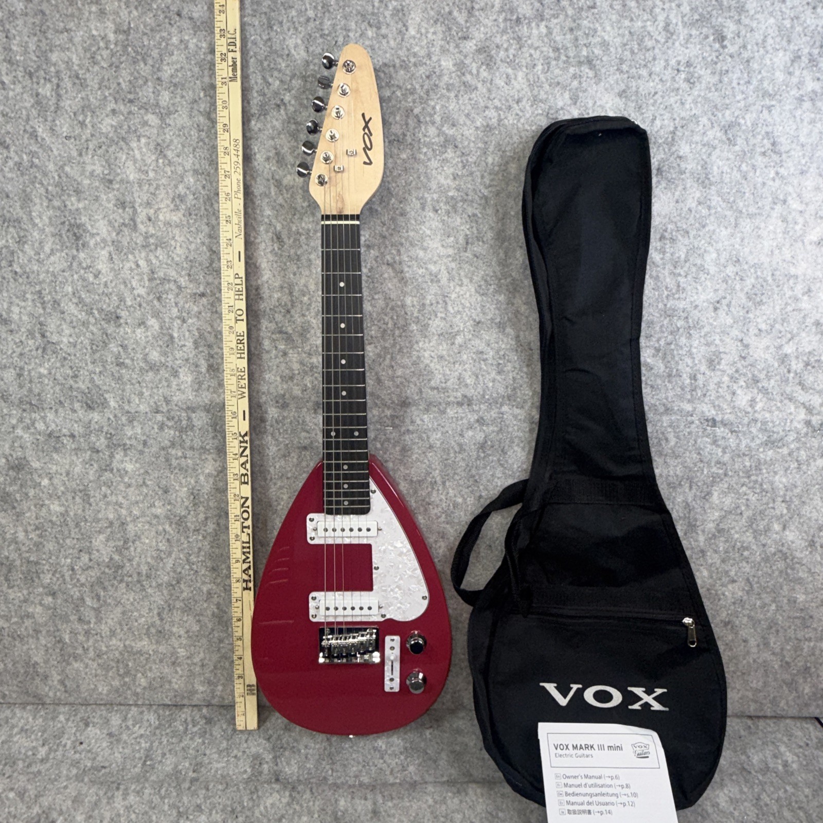 VOX MARK III Mini Red Short TearDrop Shape Mini Electric Guitar Barely Used