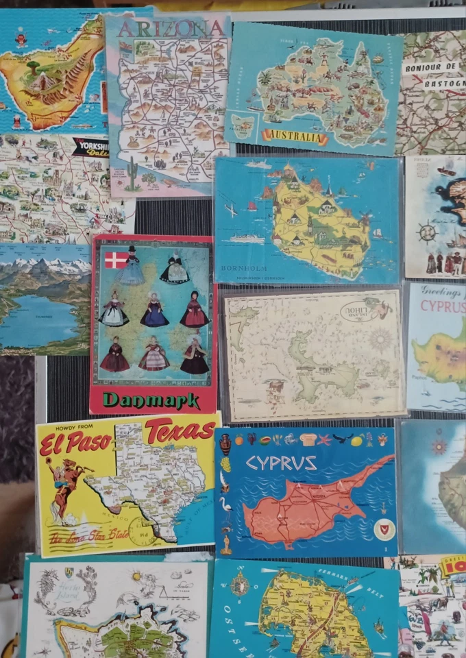 Vintage World Wide Map Postcards Bundle x 53, 1 to a Lord, Posted/Unposted  - Image 2 of 4