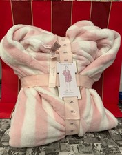NWT Victoria's Secret Short Cozy Plush Robe ICONIC Pink Stripes Size M /L    