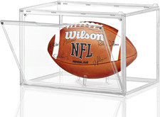 Football Display Case, Acrylic Clear Football Case Full Size with Magnetic Door