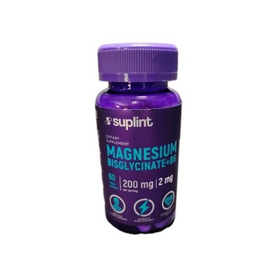Suplint Magnesium Bisglycinate Vitamin B6 Complex Supplement 60Ct. B8