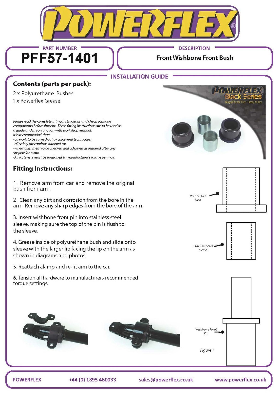 PFF57-1401BLK Powerflex Black Front Wishbone Front Bushes