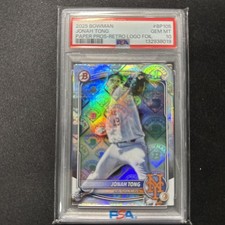 Jonah Tong PSA 10 Retro Logo Foil Case Hit SSP  2025 Bowman New York Mets